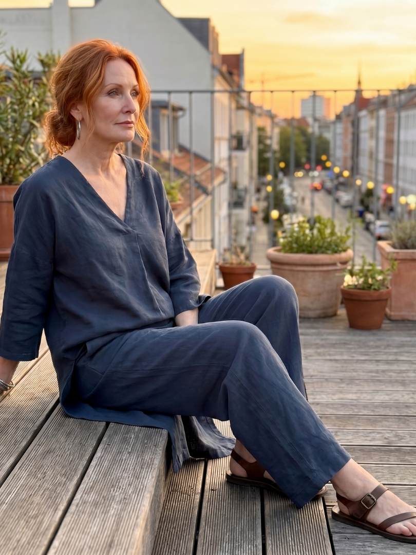 Onice | Set Top Tunica Larga e Pantaloni a Gamba Larga