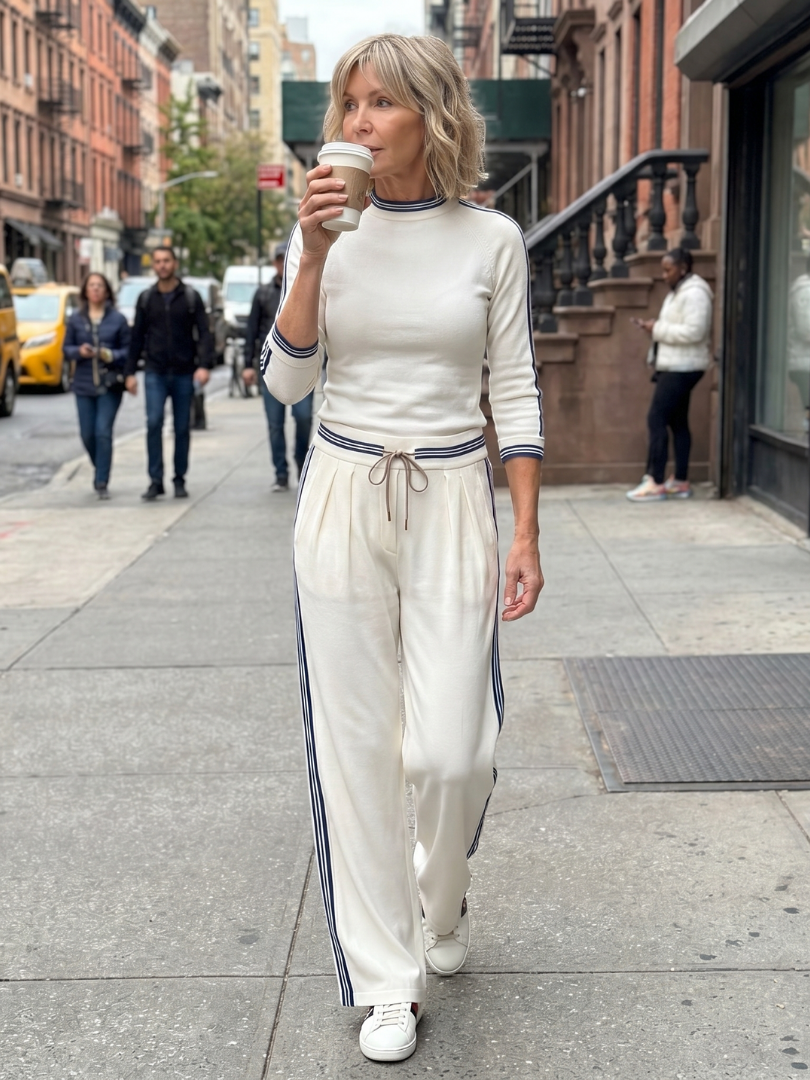 Eirlys | Set Top a Maniche Lunghe Fitted e Pantaloni a Gamba Larga