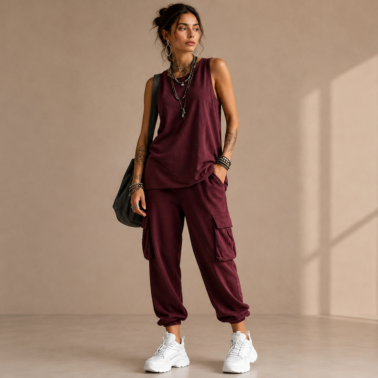 Nina | Completo Cargo Con Pantaloni Larghi