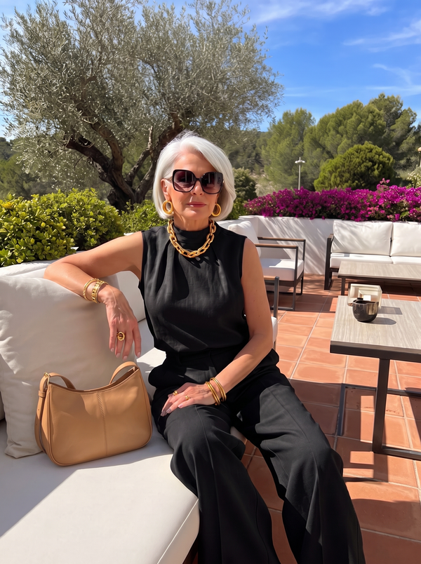 Martina | Completo Elegante in Lino con Collo Tondo