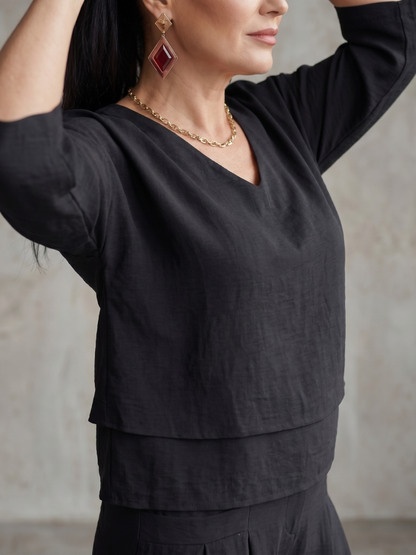Fiume | Set Top a Strati con Pantaloni a Gamba Larga