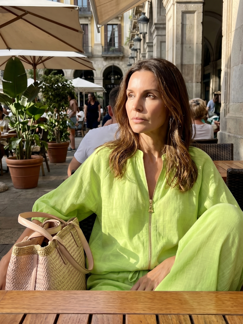 Natalia | Top Blouson con Zip Frontale e Pantaloni a Gamba Larga