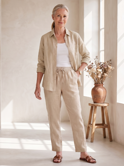 Noor | Set Camicia a Maniche Lunghe e Pantaloni Tapered