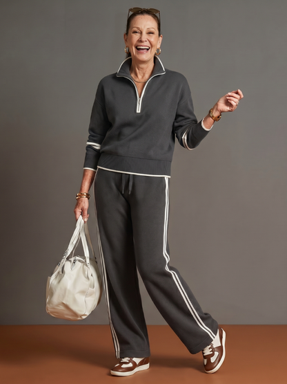 Pioggia | Set di Pantaloni Lungo con Zip e Maniche Lunghe con Striscia Laterale