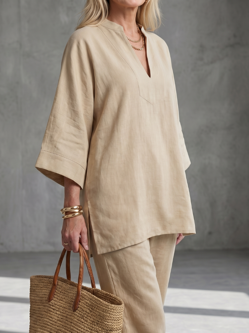 Georgiana | Set di Tunica a V e Pantaloni Arricciati