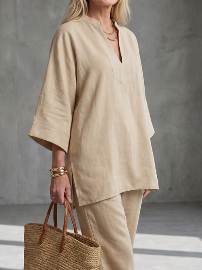 Georgiana | Set di Tunica a V e Pantaloni Arricciati