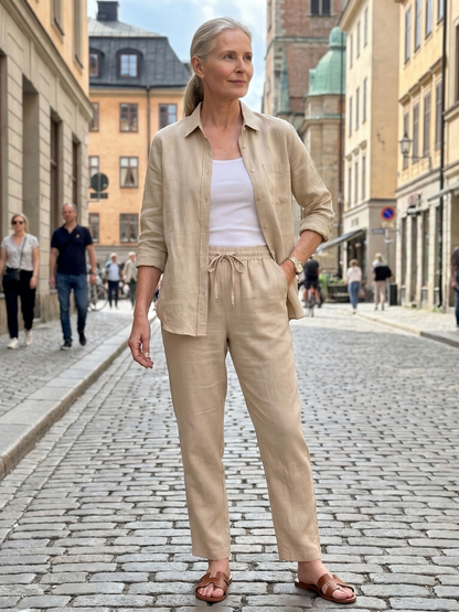 Noor | Set Camicia a Maniche Lunghe e Pantaloni Tapered