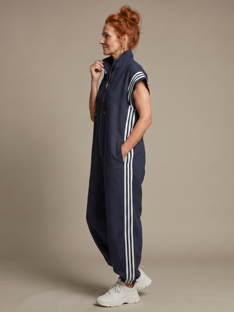 Lark | Tuta con Zip Frontale e Pannelli a Strisce