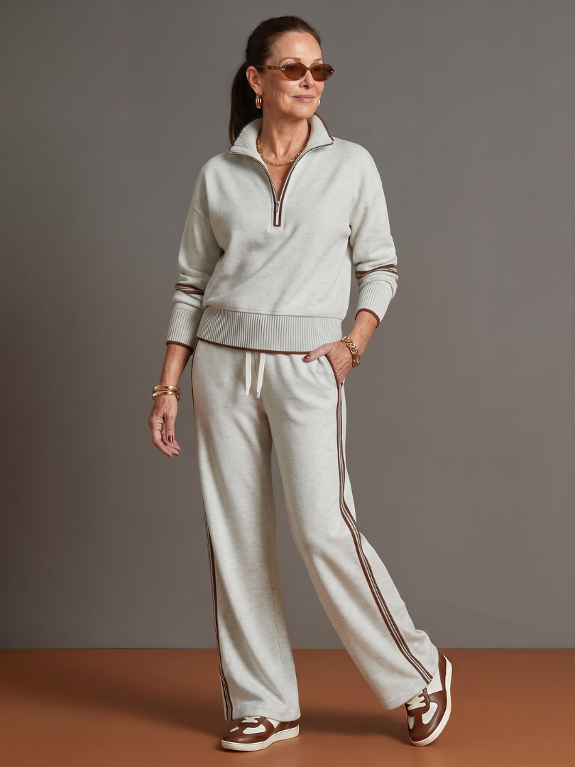Pioggia | Set di Pantaloni Lungo con Zip e Maniche Lunghe con Striscia Laterale