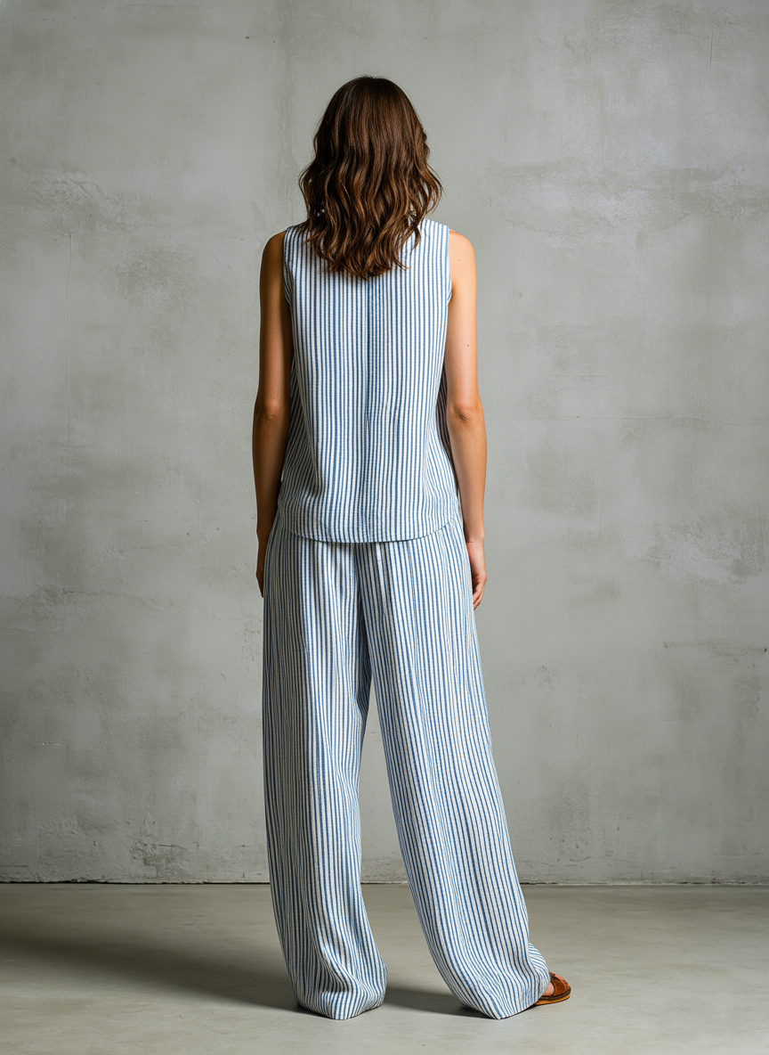Beatrice | Completo Casual a Righe con Scollo a V