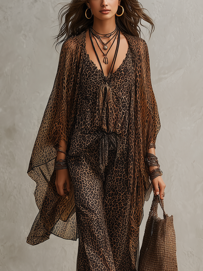 Set di Tre Pezzi con Stampa Leopardo Gradiente Bohemien