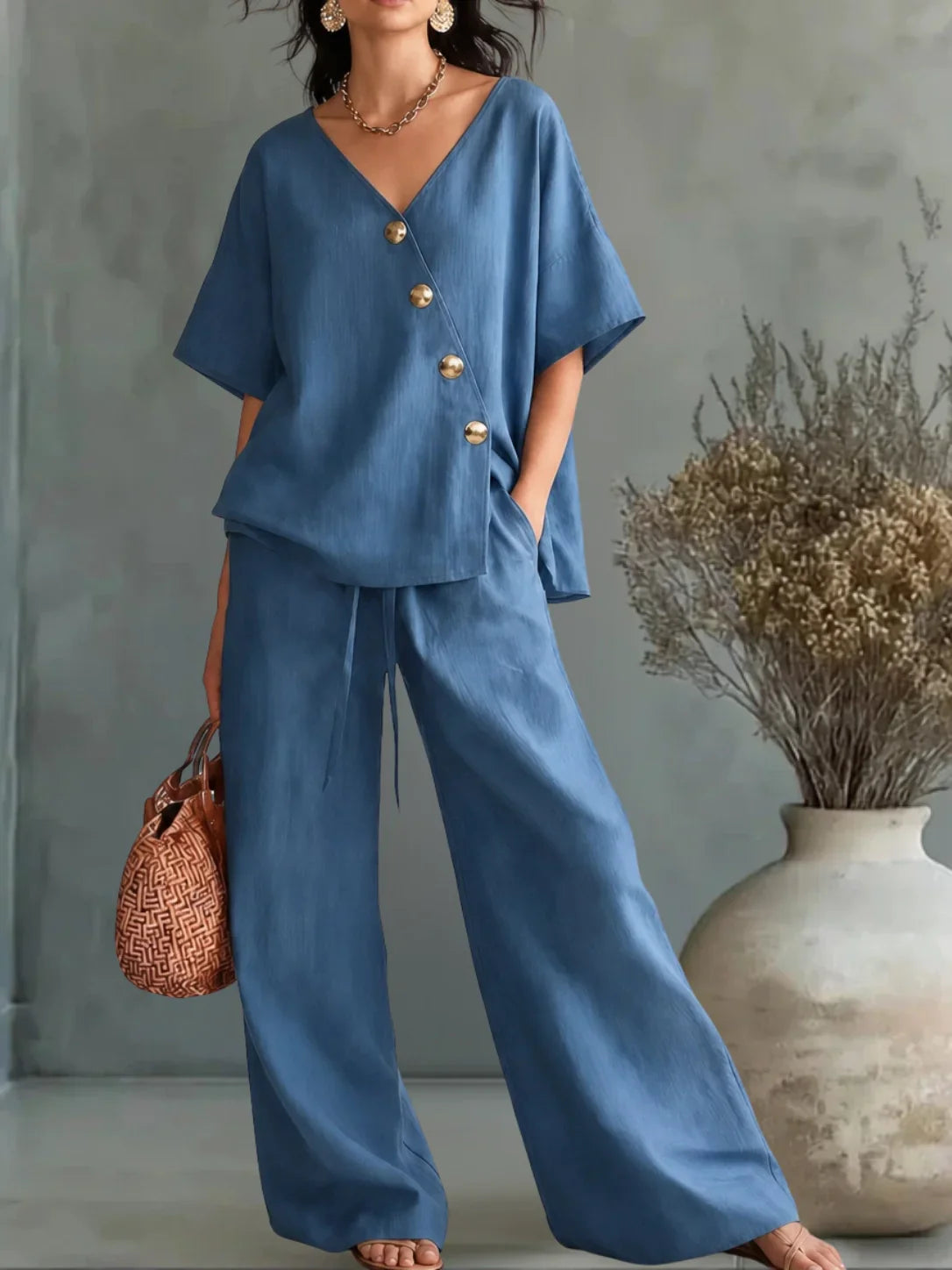 Greta | Completo V-Neck con Bottoni