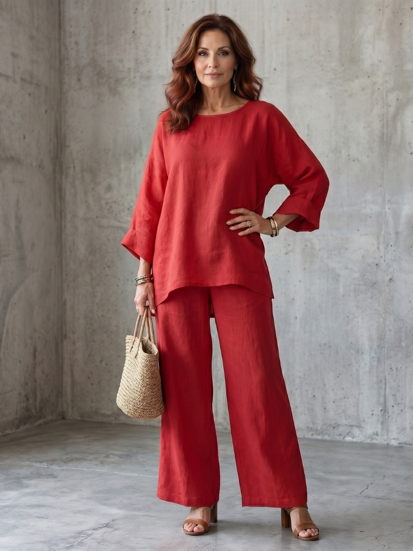 Prue | Set di Tunica Oversize e Pantaloni a Gamba Larga