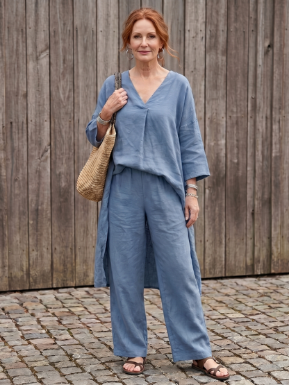 Onice | Set Top Tunica Larga e Pantaloni a Gamba Larga