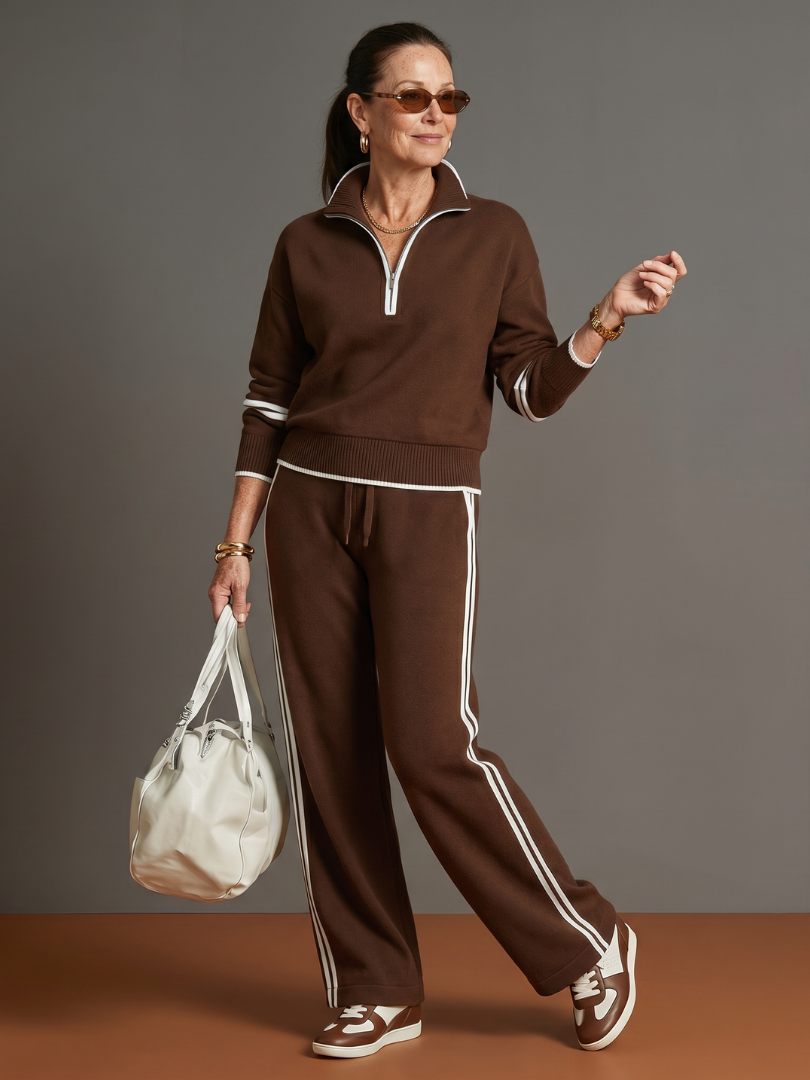 Pioggia | Set di Pantaloni Lungo con Zip e Maniche Lunghe con Striscia Laterale