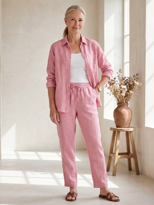 Noor | Set Camicia a Maniche Lunghe e Pantaloni Tapered