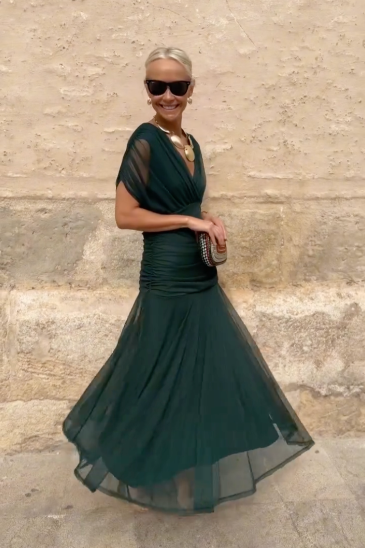 Luisa | Elegante abito lungo da festa con scollatura a V