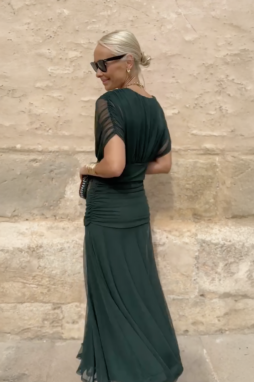 Luisa | Elegante abito lungo da festa con scollatura a V