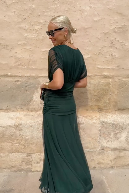 Luisa | Elegante abito lungo da festa con scollatura a V
