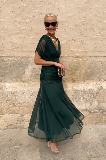 Luisa | Elegante abito lungo da festa con scollatura a V
