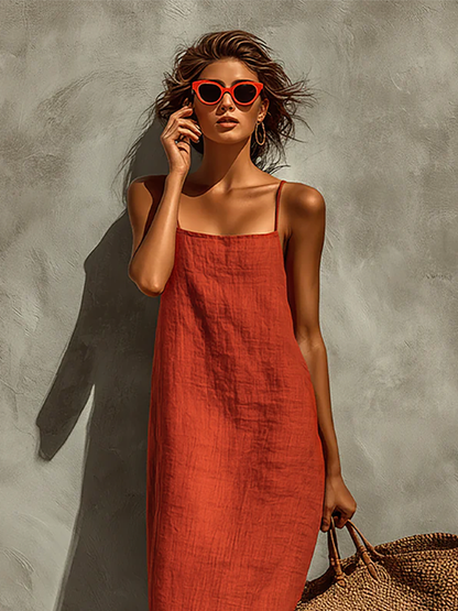 Ludovica | Abito Boho in Cotone con Scollo Quadrato