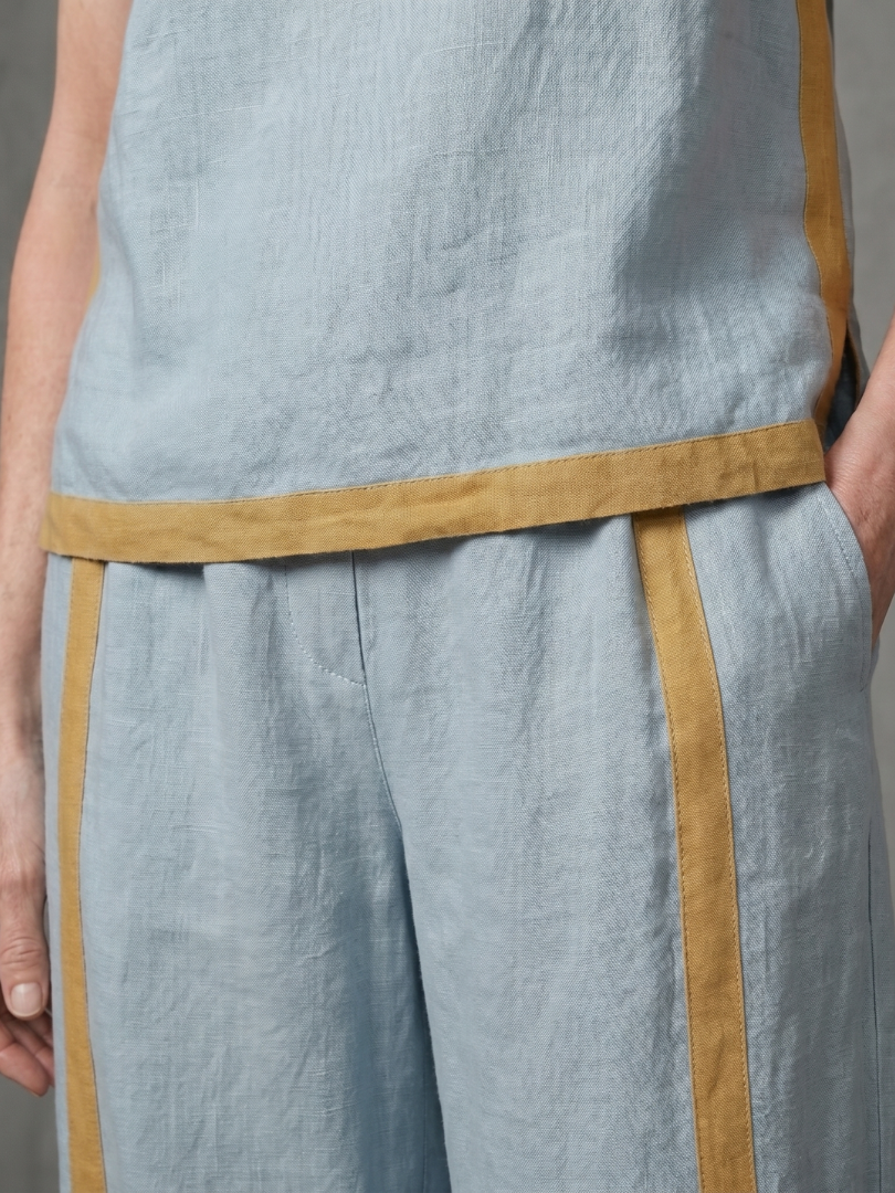 Inara | Set Top Senza Maniche e Pantaloni a Gamba Larga con Contrasto