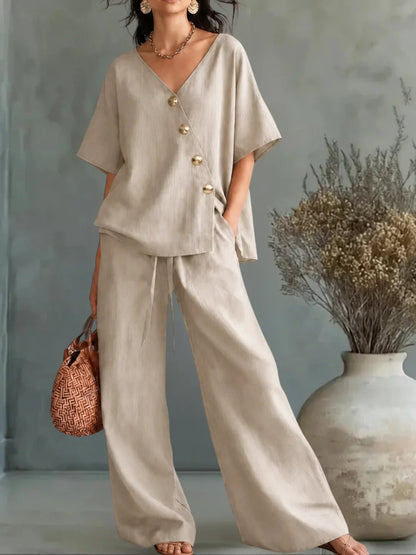 Greta | Completo V-Neck con Bottoni
