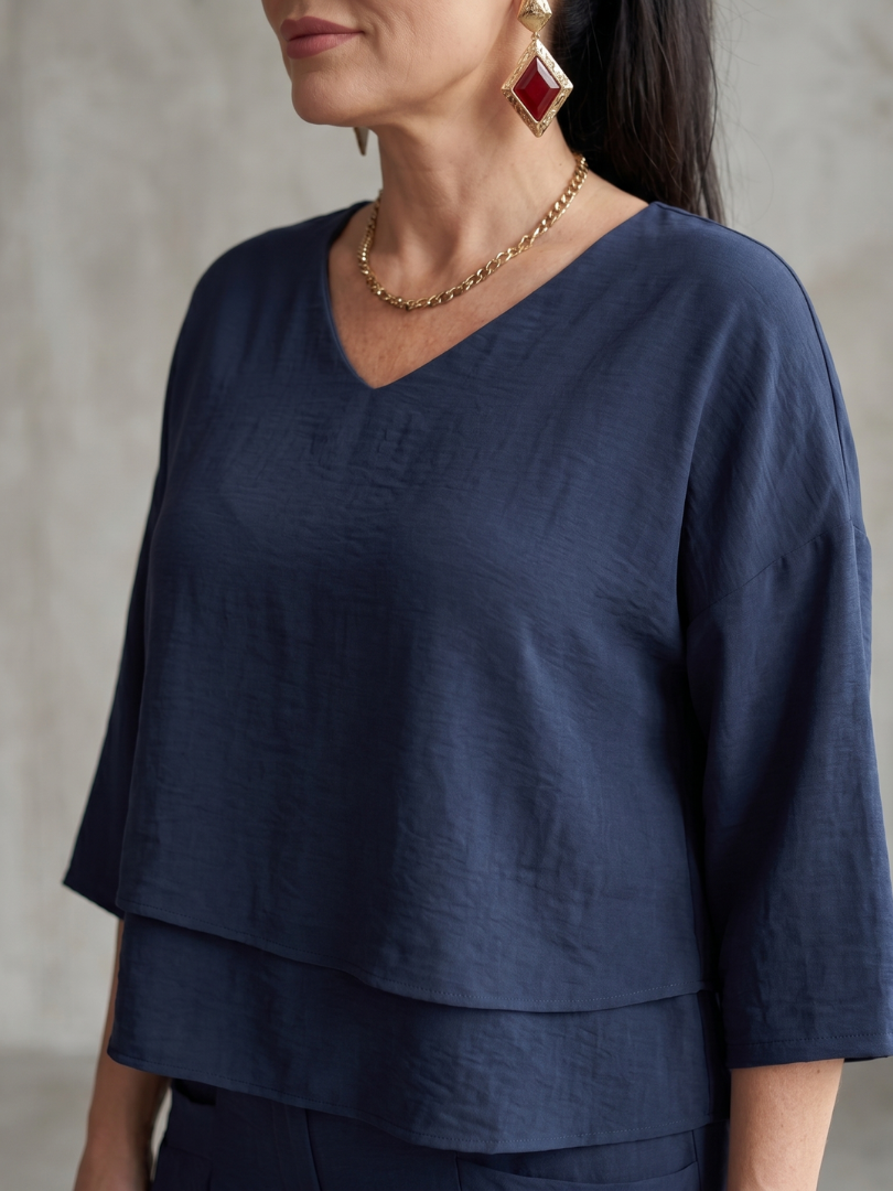 Fiume | Set Top a Strati con Pantaloni a Gamba Larga