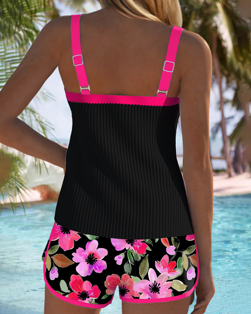 Valeria - Tankini Elegante con Pantaloni Corti Floreali