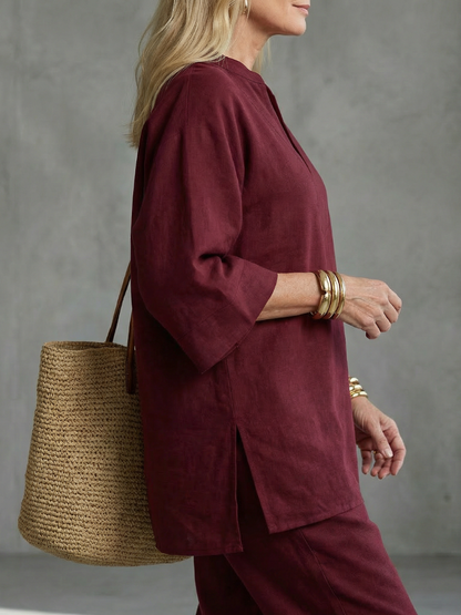 Georgiana | Set di Tunica a V e Pantaloni Arricciati
