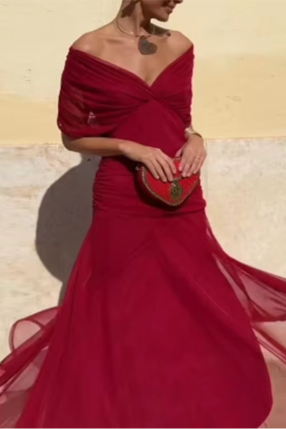 Luisa | Elegante abito lungo da festa con scollatura a V