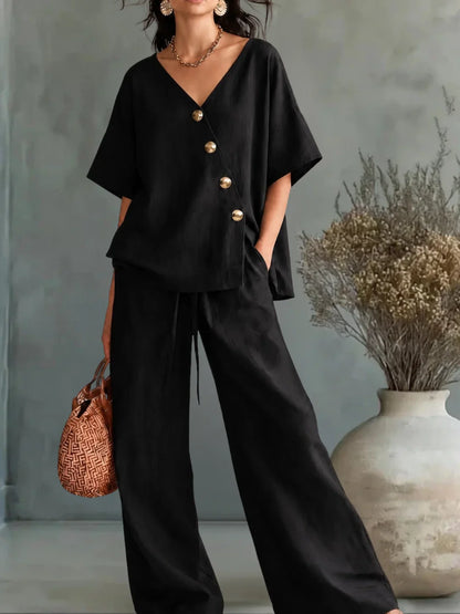 Greta | Completo V-Neck con Bottoni