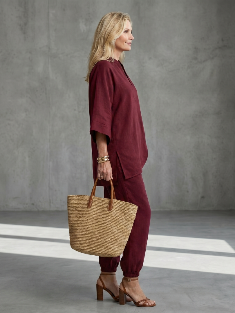 Georgiana | Set di Tunica a V e Pantaloni Arricciati