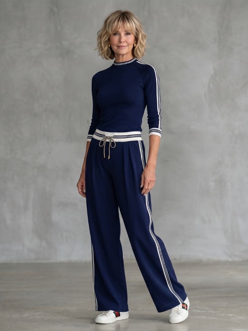Eirlys | Set Top a Maniche Lunghe Fitted e Pantaloni a Gamba Larga