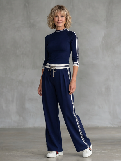 Eirlys | Set Top a Maniche Lunghe Fitted e Pantaloni a Gamba Larga