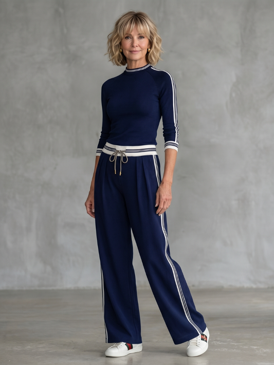 Eirlys | Set Top a Maniche Lunghe Fitted e Pantaloni a Gamba Larga
