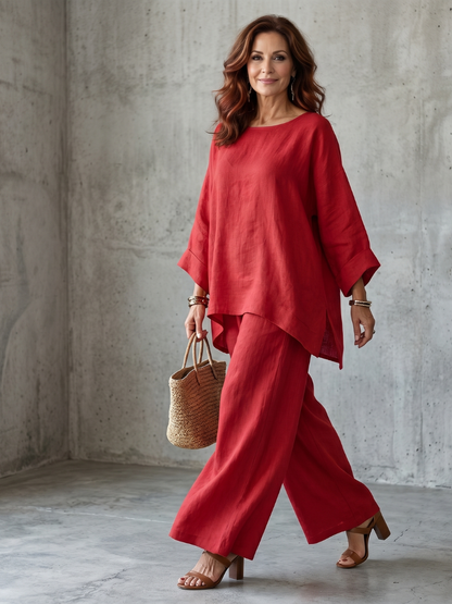 Prue | Set di Tunica Oversize e Pantaloni a Gamba Larga