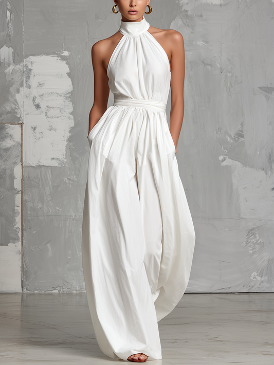 Zoltán | Elegante tuta senza maniche bianca intrecciata • S1