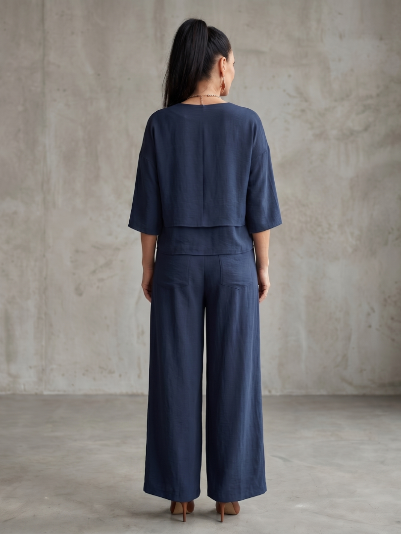 Fiume | Set Top a Strati con Pantaloni a Gamba Larga