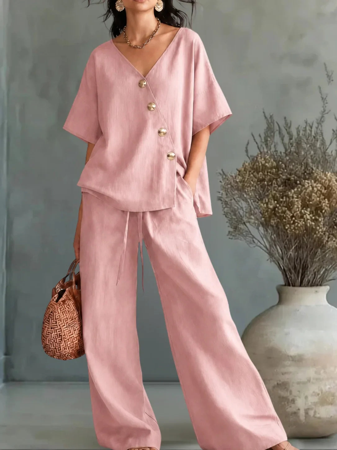 Greta | Completo V-Neck con Bottoni