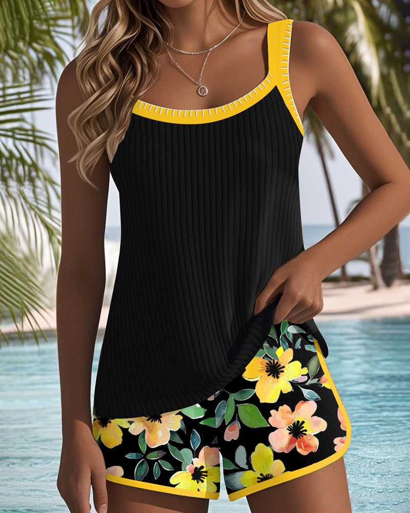 Valeria - Tankini Elegante con Pantaloni Corti Floreali