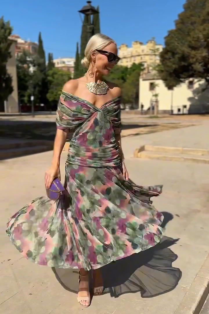 Luisa | Elegante abito lungo da festa con scollatura a V