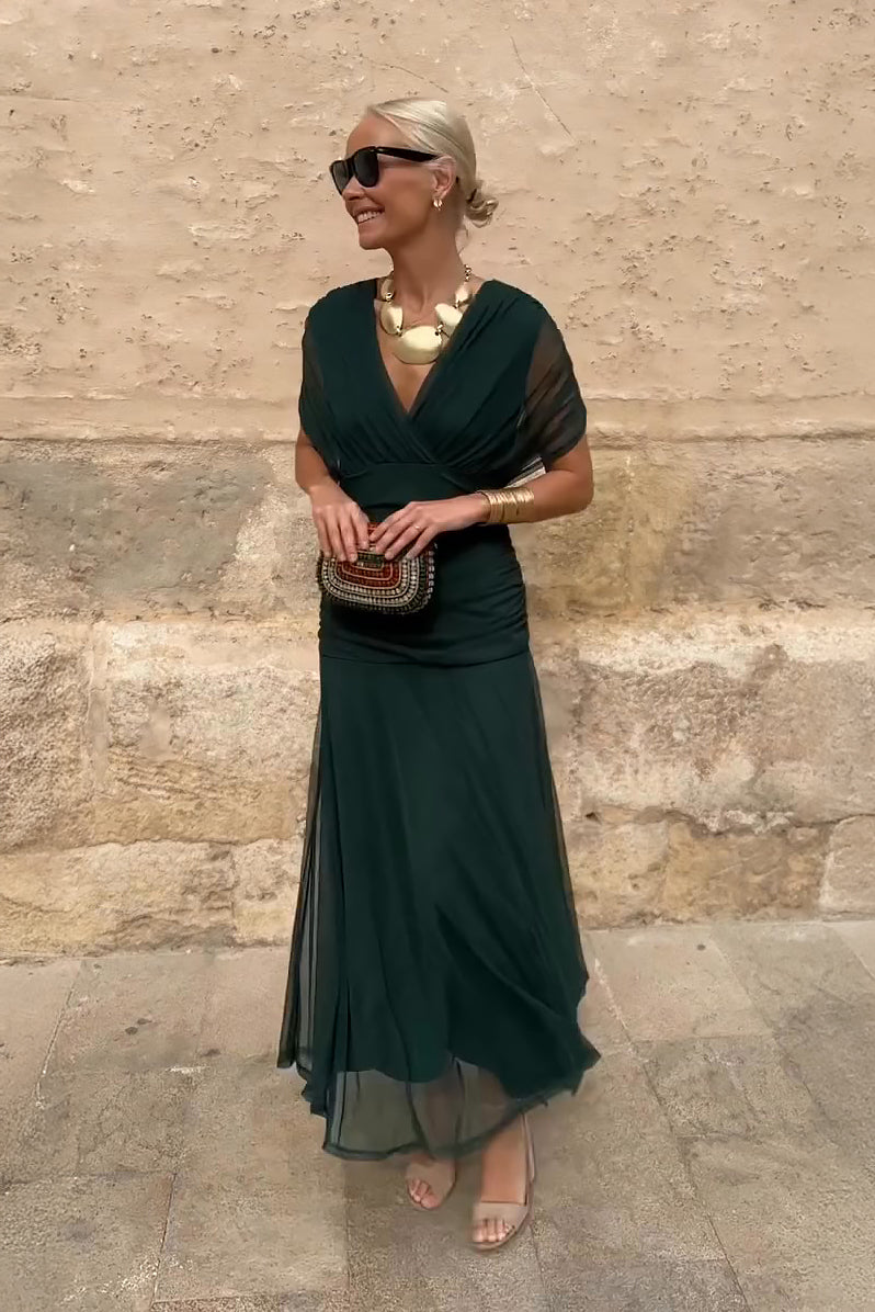Luisa | Elegante abito lungo da festa con scollatura a V