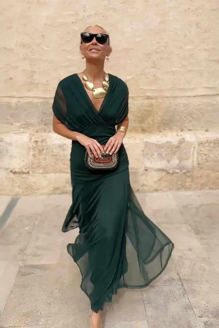 Luisa | Elegante abito lungo da festa con scollatura a V