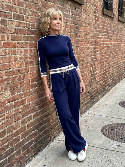 Eirlys | Set Top a Maniche Lunghe Fitted e Pantaloni a Gamba Larga