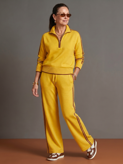 Pioggia | Set di Pantaloni Lungo con Zip e Maniche Lunghe con Striscia Laterale