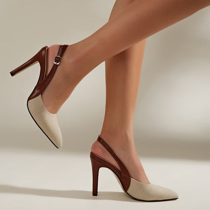 Amelia™ | Scarpe con tacco aperto sul tallone e dettagli a contrasto