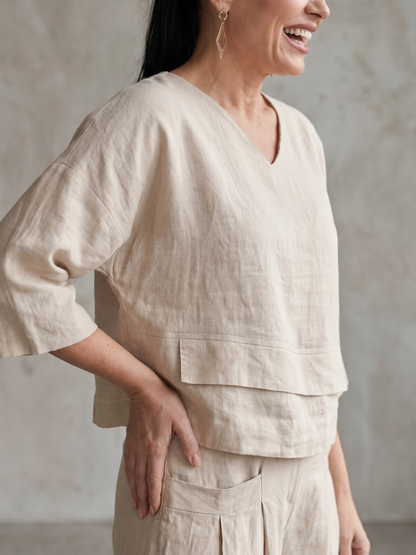 Fiume | Set Top a Strati con Pantaloni a Gamba Larga