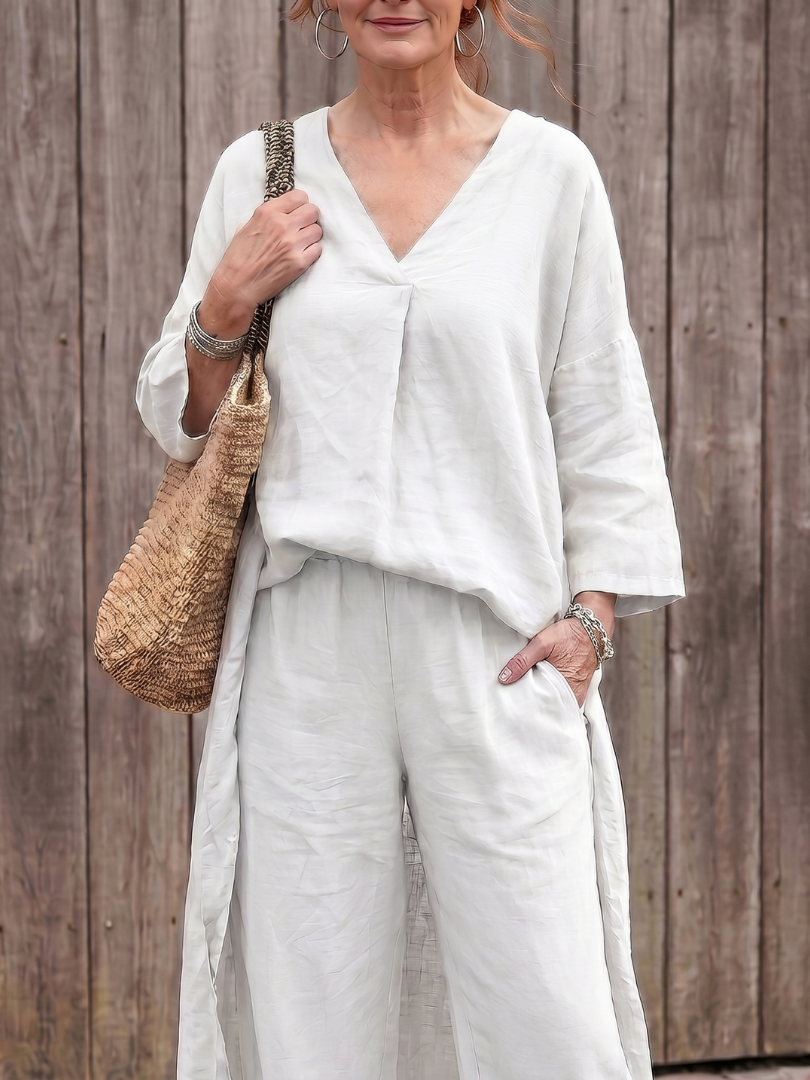 Onice | Set Top Tunica Larga e Pantaloni a Gamba Larga