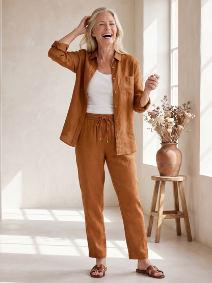 Noor | Set Camicia a Maniche Lunghe e Pantaloni Tapered